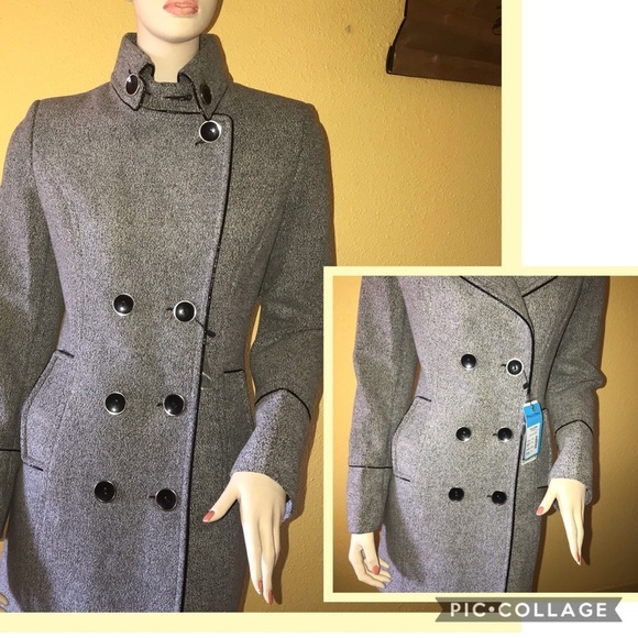 New‎ Double-Breasted Tweed Grey Coat by PAUCINNI - Picture 2 of 8